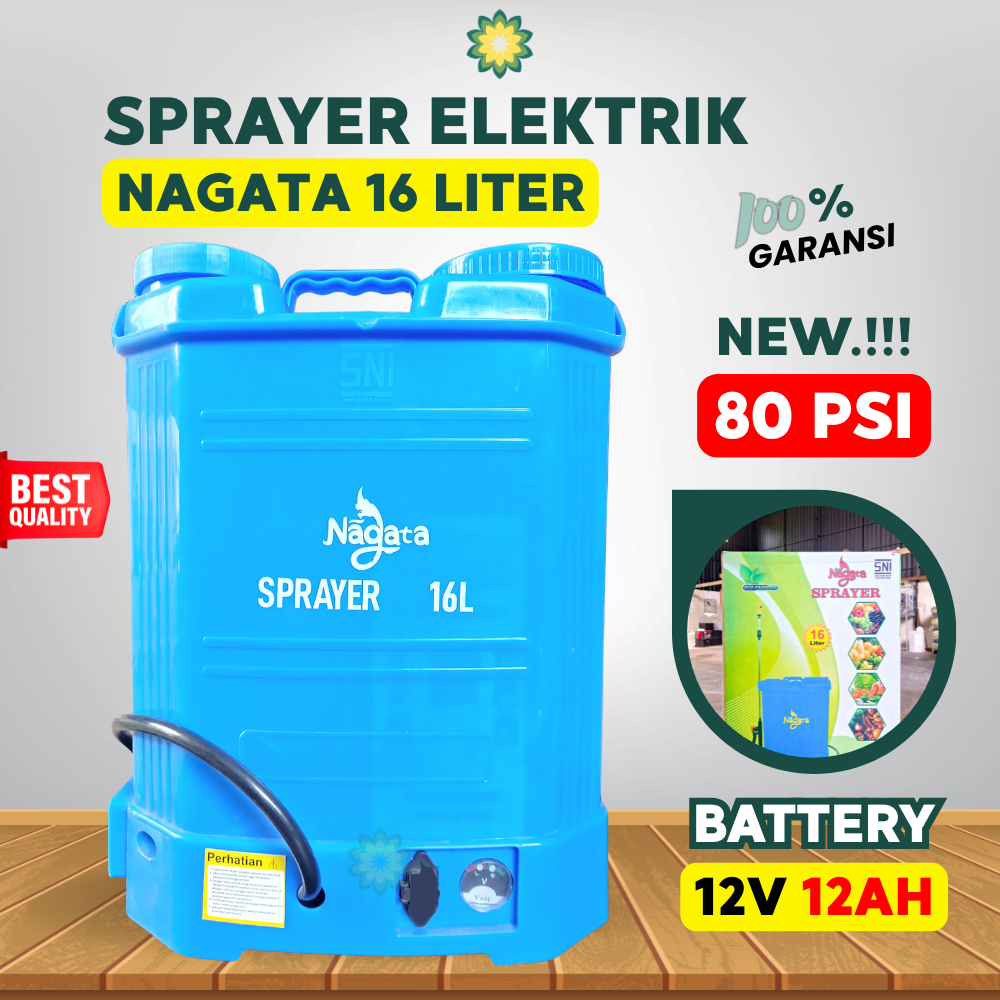 Nagata Sprayer Gendong Elektrik Kapasitas 16 Liter Alat Semprot Kebun