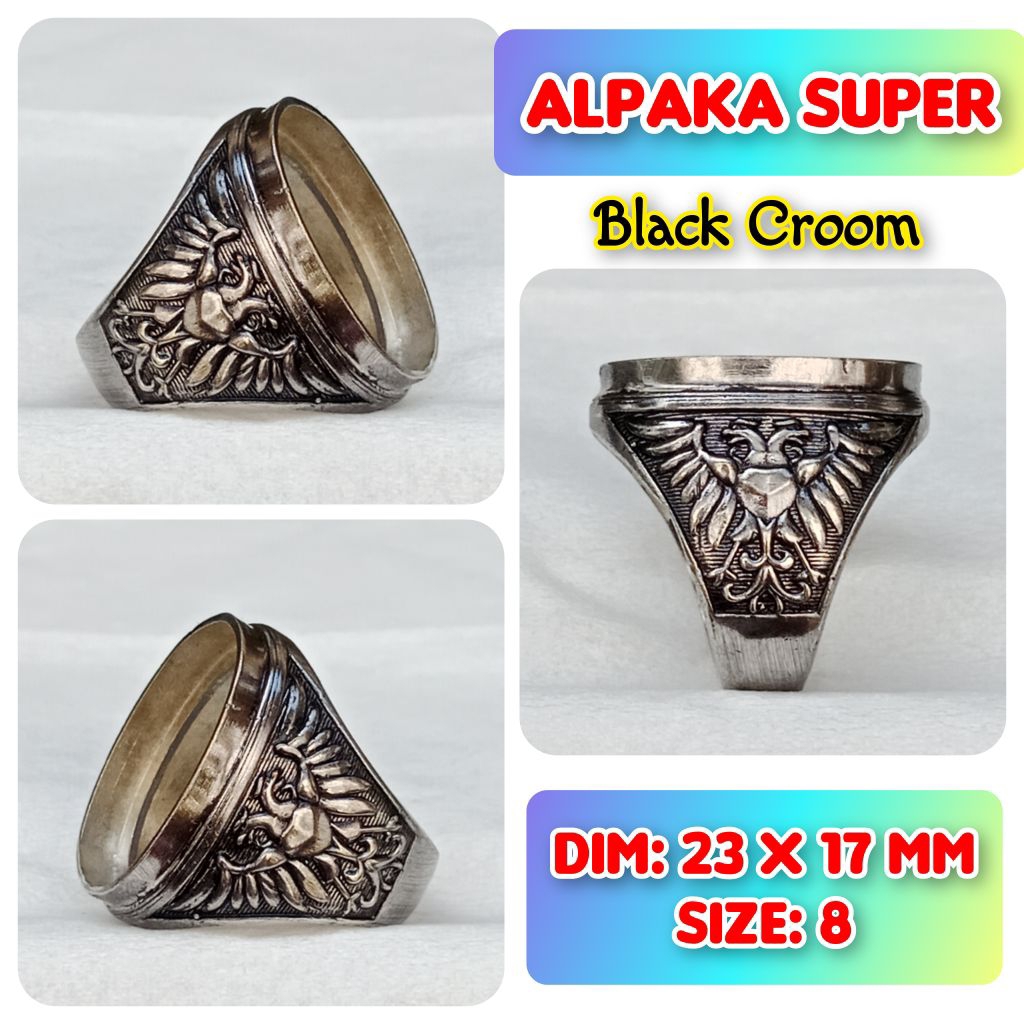 emban batu akik dan permata alpaka super ukir Bali chakra.17