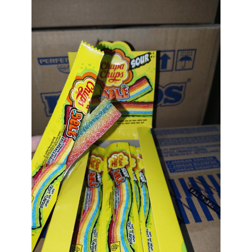 Sour Belt Chupa Chups 168g - Permen Lunak, Kenyal Rasa Asem Manis