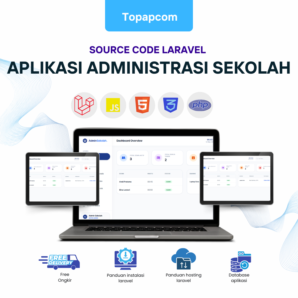 Source Code Aplikasi Administrasi Sekolah Lengkap – Absensi Siswa & Guru + Inventaris Barang (Larave