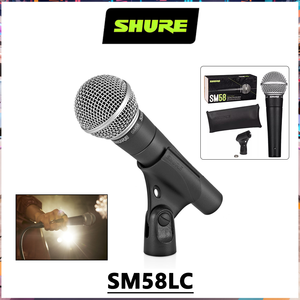 Shure SM58LC Mikrofon Dynamic Hitam Dengan Stander - 3 Meter Cable