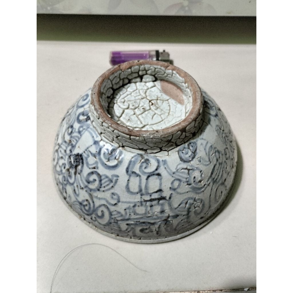 Mangkok kuno china dia16cm keramik temuan sungai Mahakam