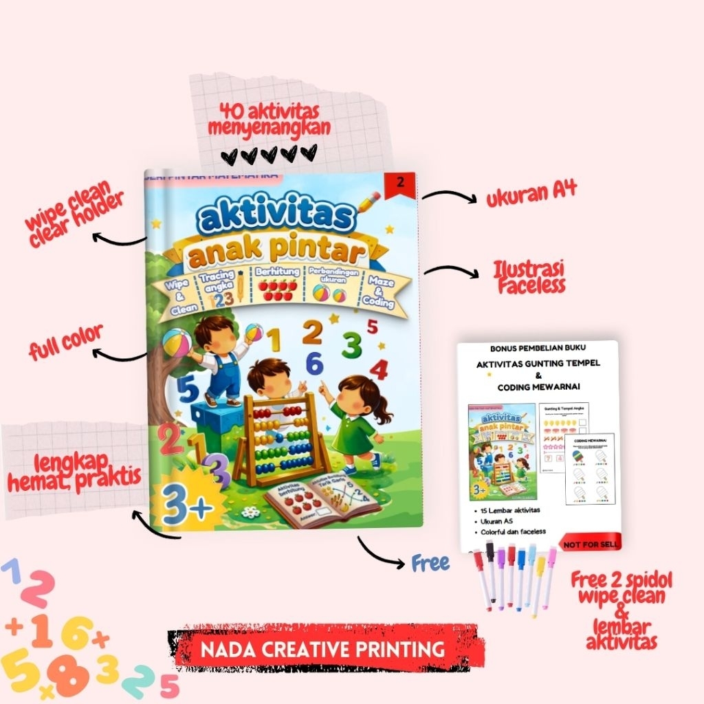 Buku aktivitas anak 3 tahun Level 2 | worksheet anak 3+ | Buku anak TK PAUD | Lembar kerja anak 3+