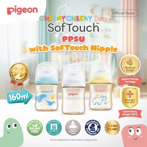 Pigeon Botol PPSU Wide Neck w/SofTouch Nipple / Botol Susu Bayi / Botol Susu Newborn