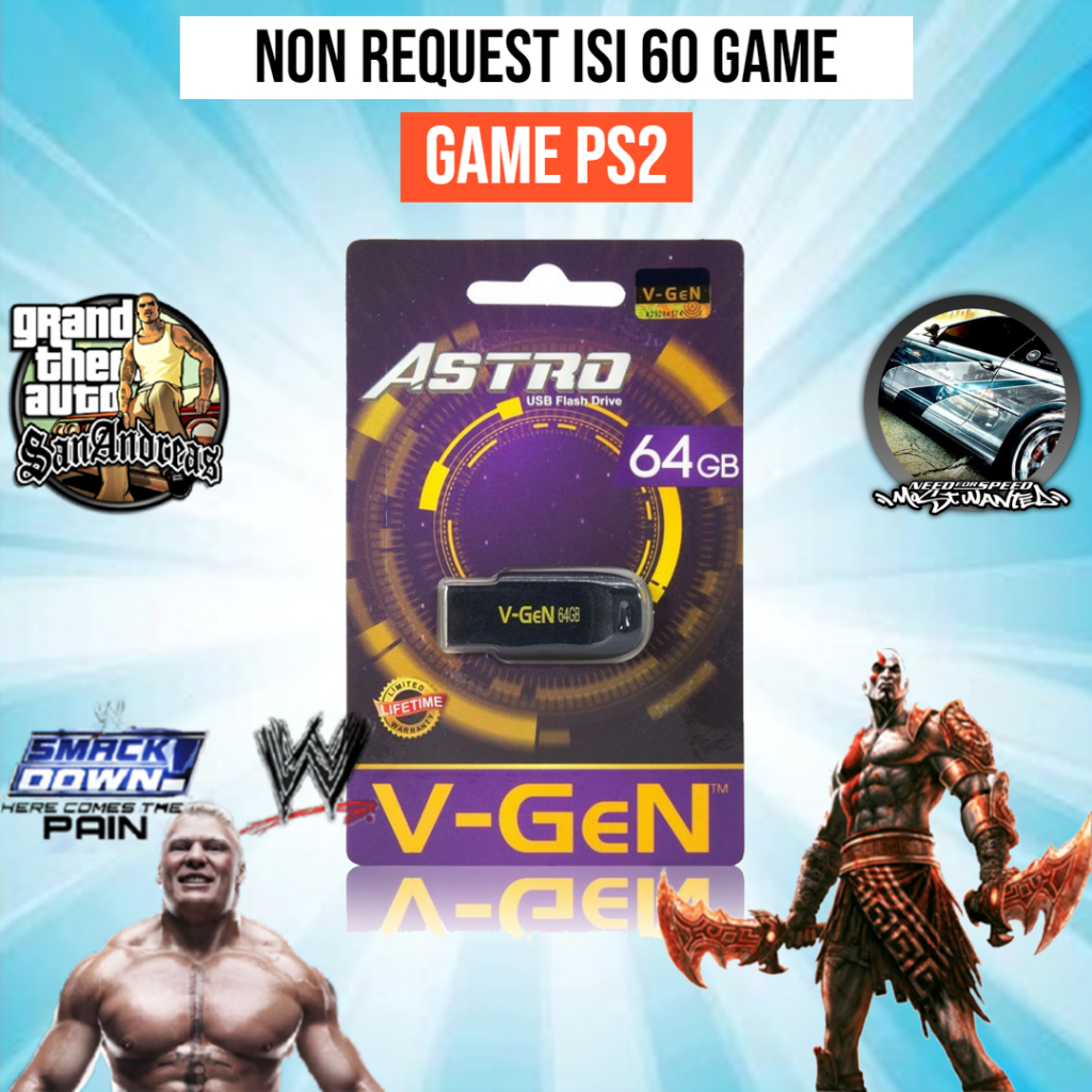 Flashdisk V-Gen Astro 64GB Tahan Air dan Banting isi full game ps2 bisa untuk hp android dan pc atau