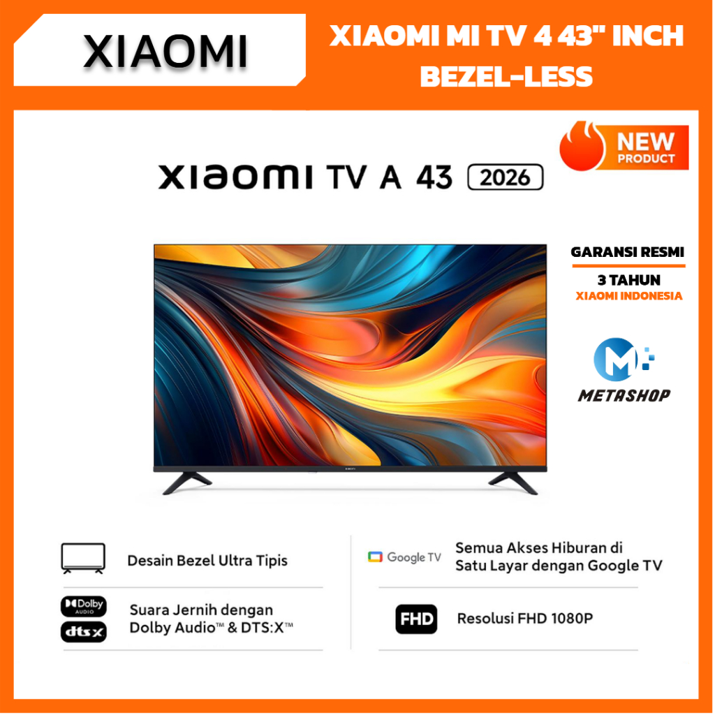 XIAOMI Mi TV 4 43" Inch Bezel-Less Smart TV Google Android Assistant FHD