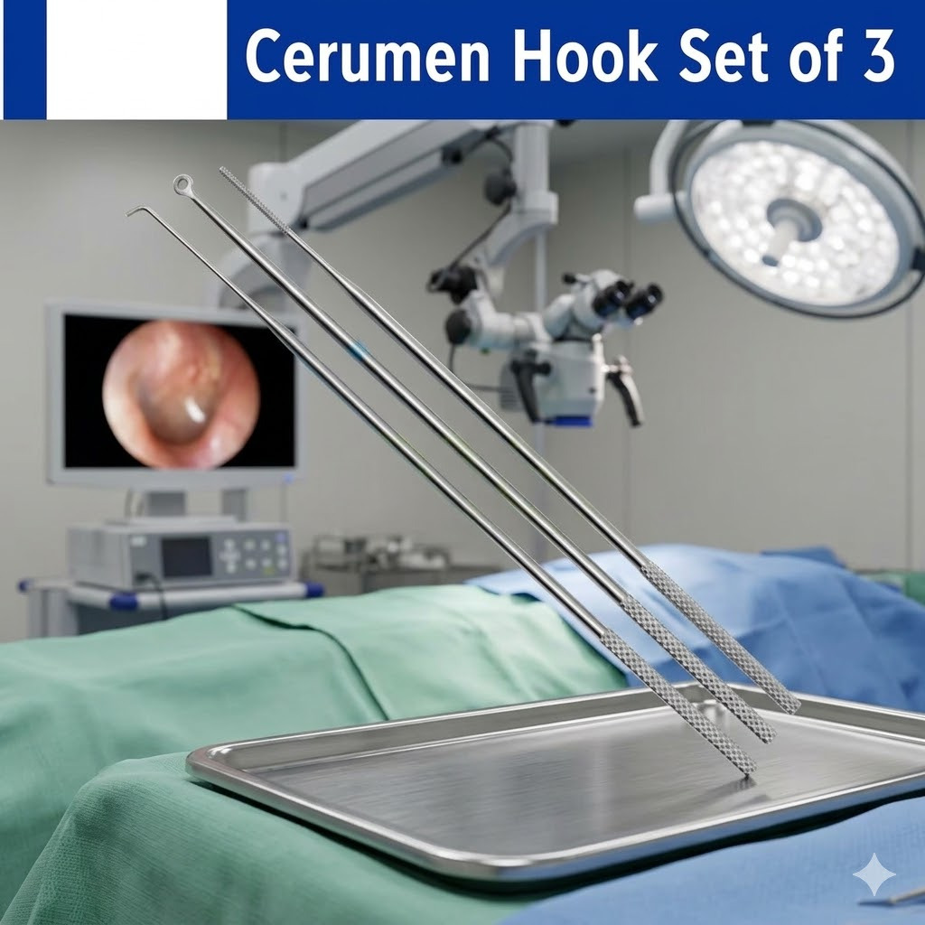 Cerumen Set Of 3 Serumen THT Cerumen Hook Set of 3 Alat Medis Stainless Steel Untuk Pemeriksaan Teli