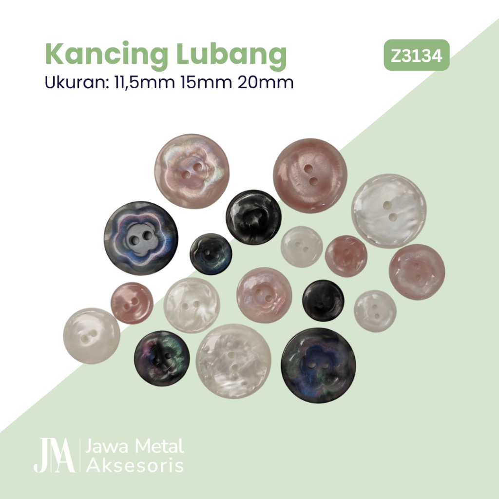 Kancing Lubang 2 Besar Kecil Satuan Warna Warni Grosir JMA Plastic Button Z3134