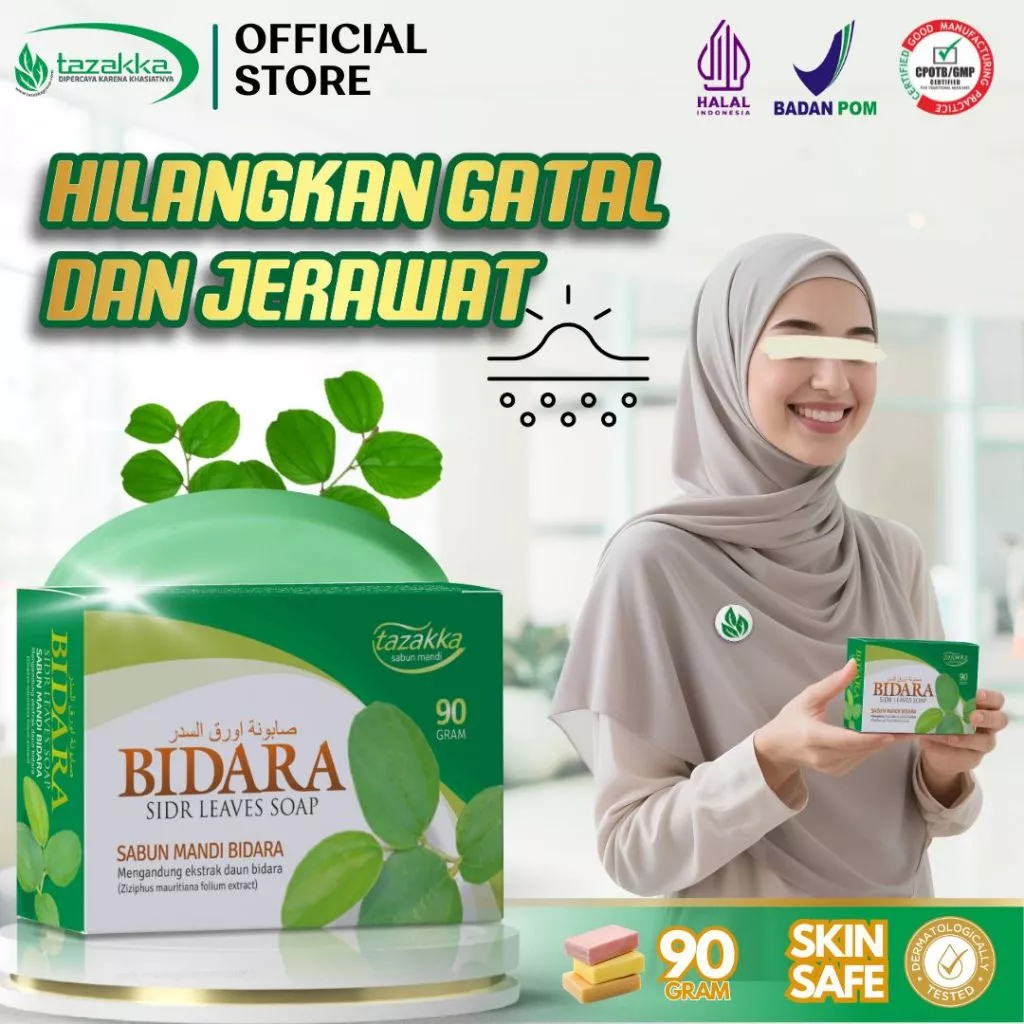 Sabun Bidara TAZAKKA Asli 90gr | Hilangkan Gatal, Jerawat Punggung & Bekasnya | BPOM HALAL