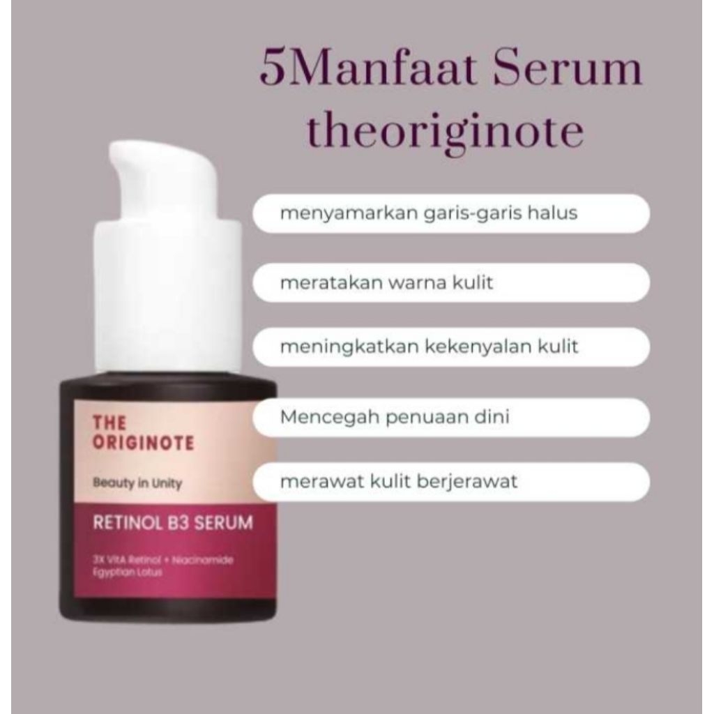 The Originote Retinol B3 Serum Beauty in Unity 3x Vita retinol+ Niacinamide Egyptian lotus 20ml