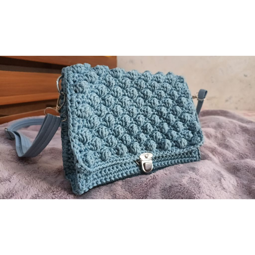 Tas rajut pesta motif buble