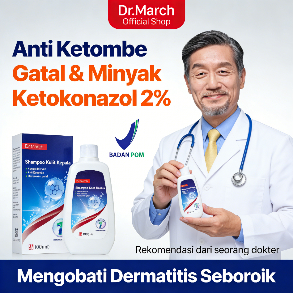 Dr.March - Ketoconazole Sampo 2%Terdaftar .Solusi Ketombe Gatal PitiriasisSimplex FolikulitisTinea V