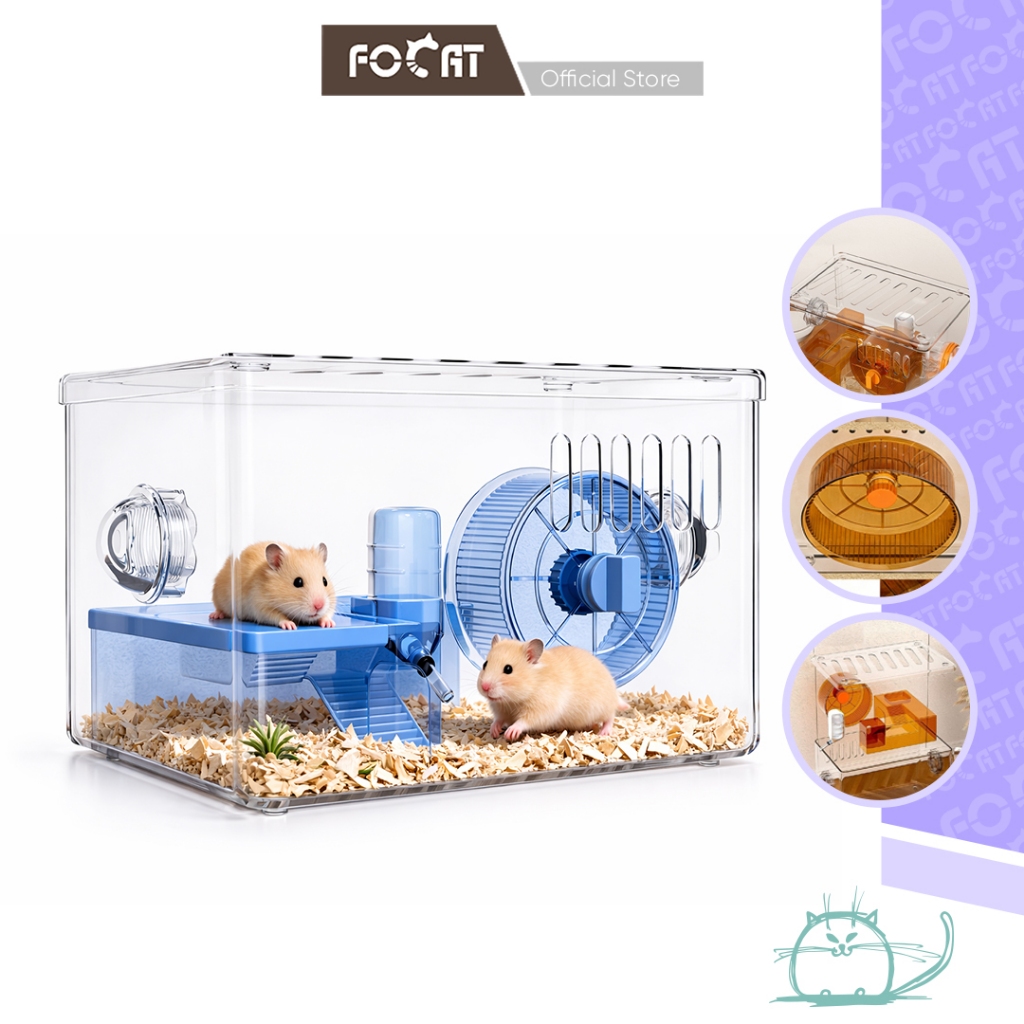 FOCAT Kandang Hamster Transparan F27A Hamster Cage Portable / Rumah Hamster Sugar Glider Extra Besar