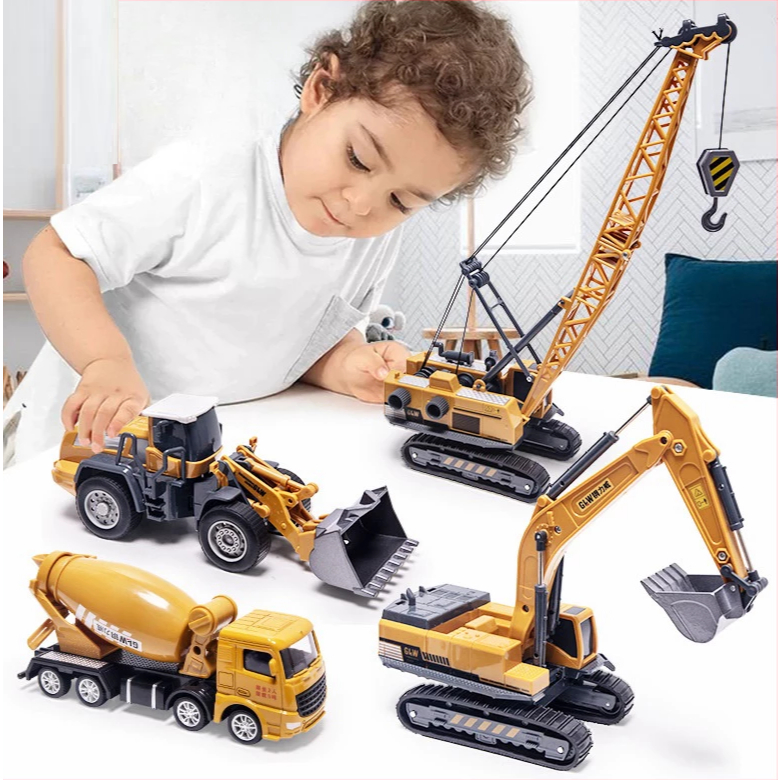 Mainan Miniatur Mobil Truk Konstruksi Bulldozer Forklift Derek Ekskavator Mainan Mobil Kontruksi