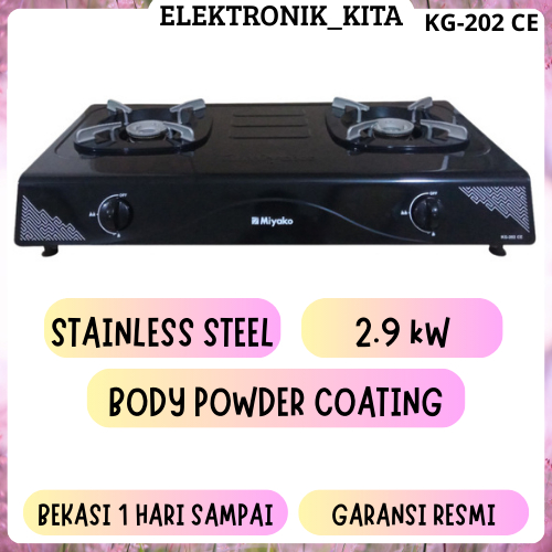 MIYAKO KOMPOR GAS 2 TUNGKU KG-202 CE KG-202CE KG202 BODY POWDER COATING GARANSI RESMI BEKASI