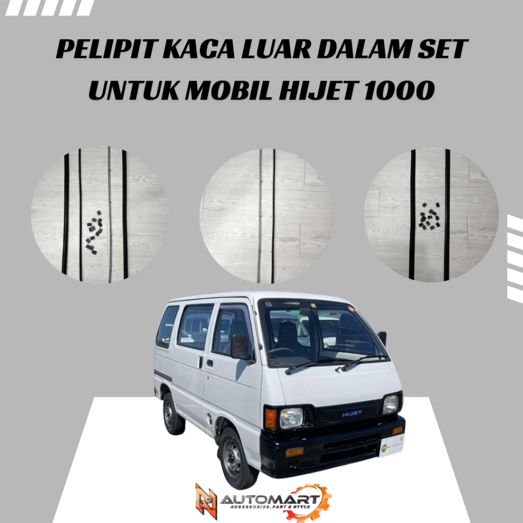 Pelipit Kaca Jendela Luar Dalam Set (4PCS) Daihatsu Hijet 1000 | Karet Kaca Pintu Mobil Hijet