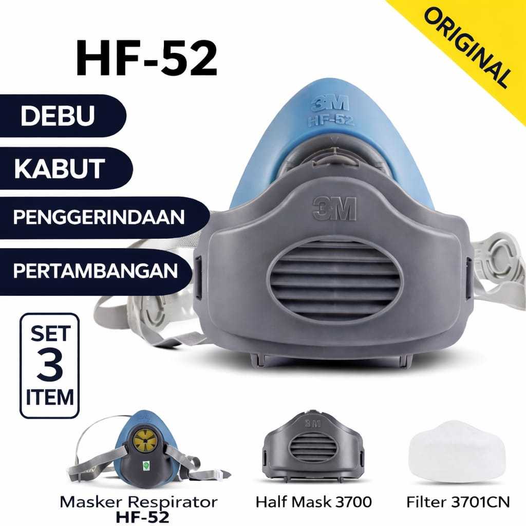 3M Masker Respirator HF-52 Safety Masker Anti Debu Partikel Industri