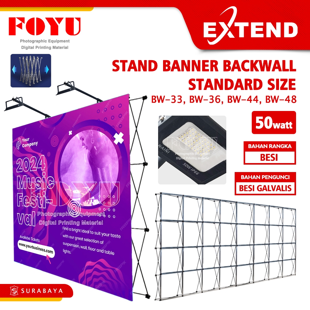 Extend BW-33 BW-36 BW-44 BW-48 Stand Display Banner Poster Event Booth Jumbo Standard Size Backwall 