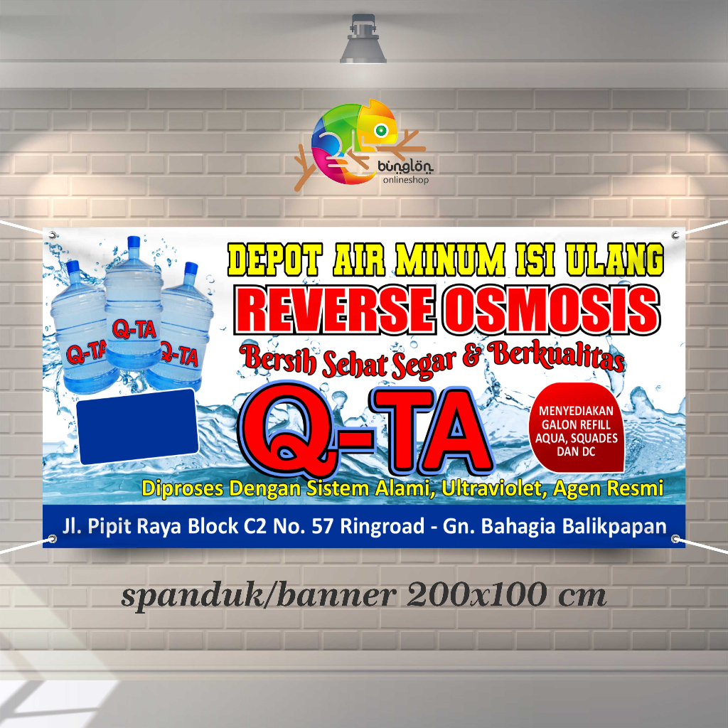 cetak spanduk banner 200x100 depot air minum custom desain