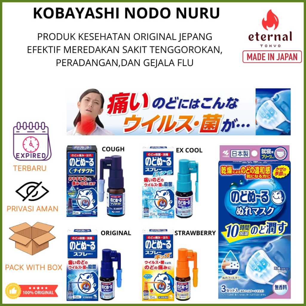 Nodonuru Kobayashi  Spray / Mask obat tenggorokan Jepang