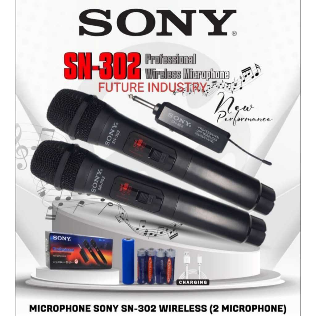 MIC WIRELESS 2 MIC GAGANG DISPLAY DIGITAL SONY SN-302