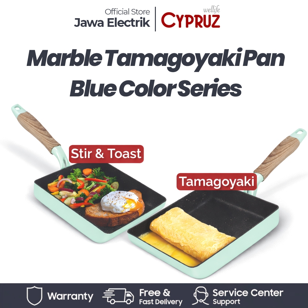 CYPRUZ Marble Tamagoyaki Pan 15X18cm Color Series Cyprus FP-0735-Hijau