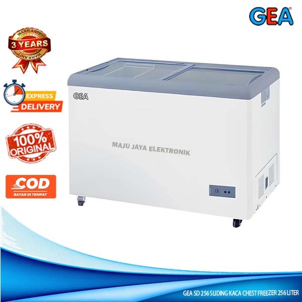 GEA Chest Freezer 256 Liter SD 256 / SD 103 Pintu Kaca Sliding Cooling Box Pintu Kaca