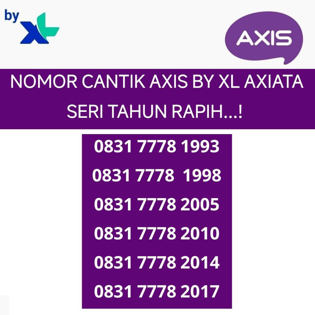 nomor cantik axis 4.5G kartu perdana axiata nomer seri tahun rapih