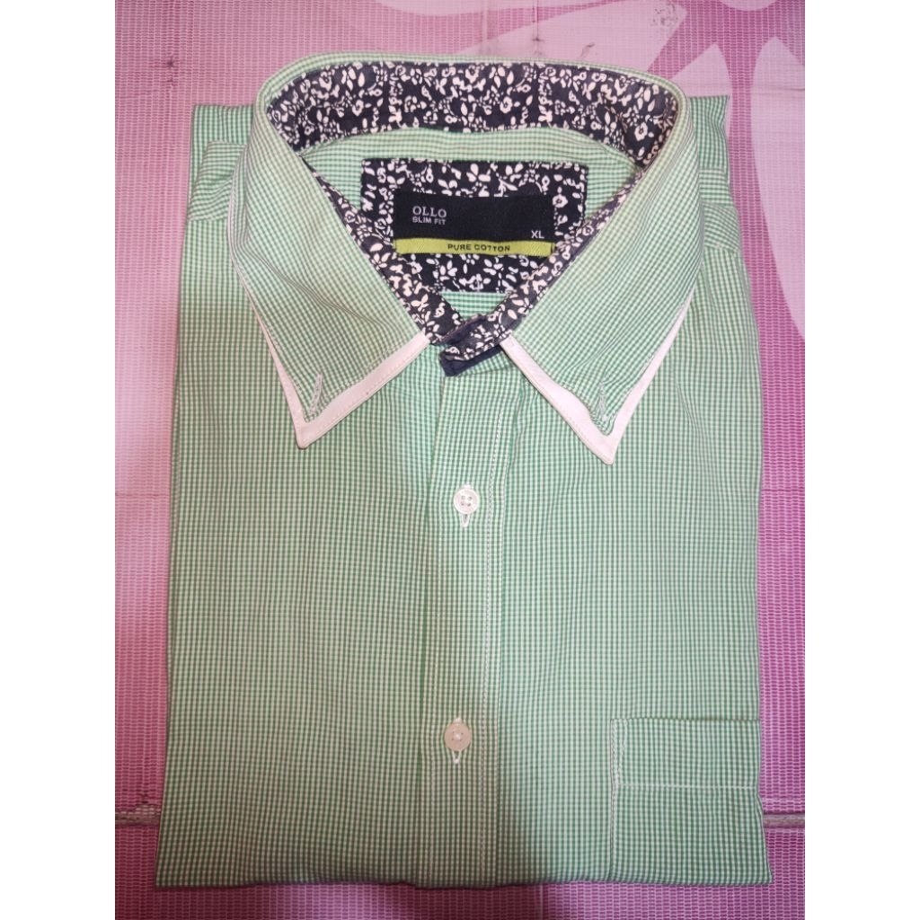 OLLO SLIM FIT KEMEJA PRIA [HIJAU MUDA]