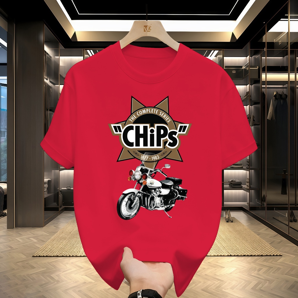 Kaos Chips Police Movie Sepeda Motor Pria Biru Muda 3Xl