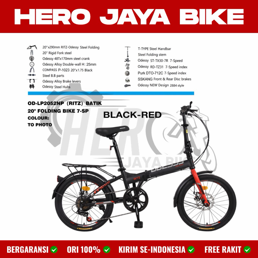 Sepeda Lipat Odessy 16 & 20inch 52 Ritz With Bahasi dan Spakbor Hi Teen Steel 7S