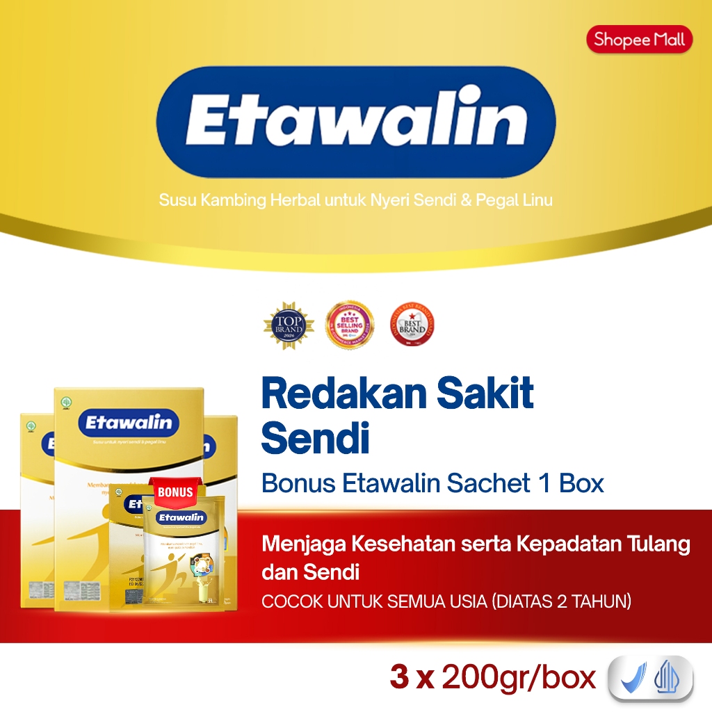 Susu Etawalin - Redakan Nyeri Sendi 3 Box Bonus 1 Box Etawalin Sachet