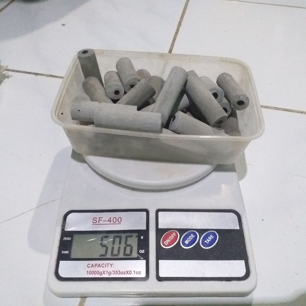 TIMAH JARING IKAN 500g / 1kg - Pemberat Jaring & Jala Model Bulat/Silinder - Bahan Semen Berkualitas