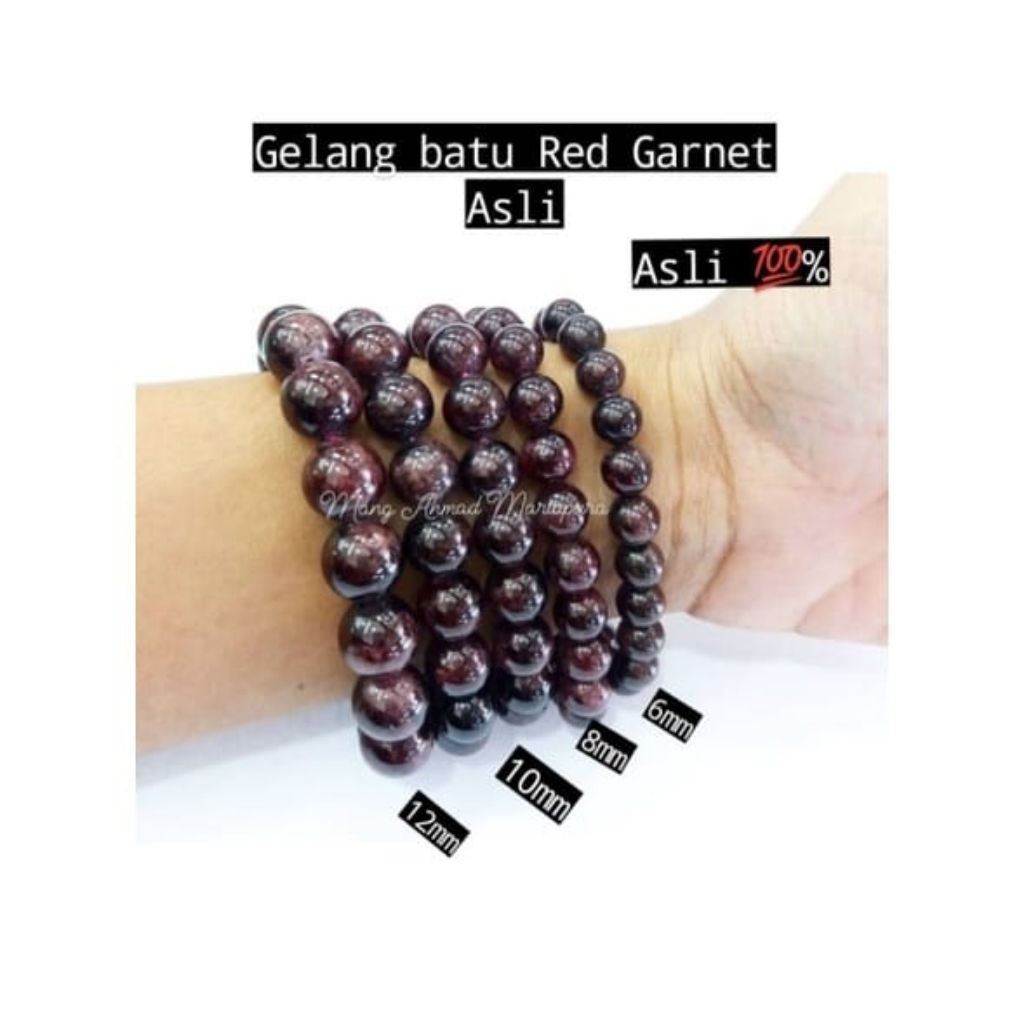 Gelang Asli Batu Red Garnet - Gelang Gemstone Red Garnet Natural Semua Ukuran