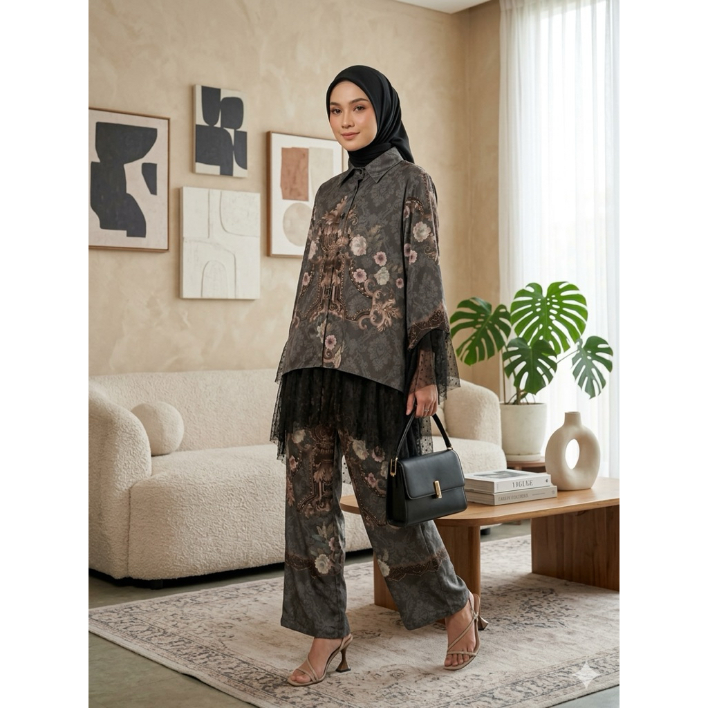 (READY KENDARI ) NEW CG53 - Raya Series - Yunda One Set Celana - One Set Atasan + Celana - One Set L