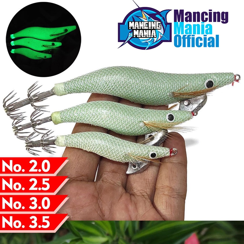 MANCING MANIA Umpan Pancing Cumi Egi Full GID Glow in the Dark Casting Sotong