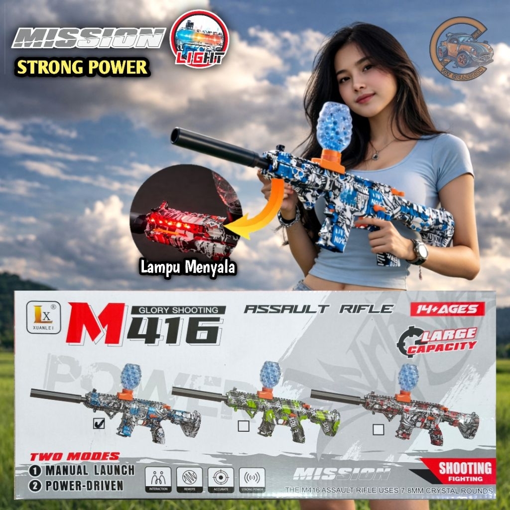 Mainan tembakan elektrik water gel blaster M416 strong power
