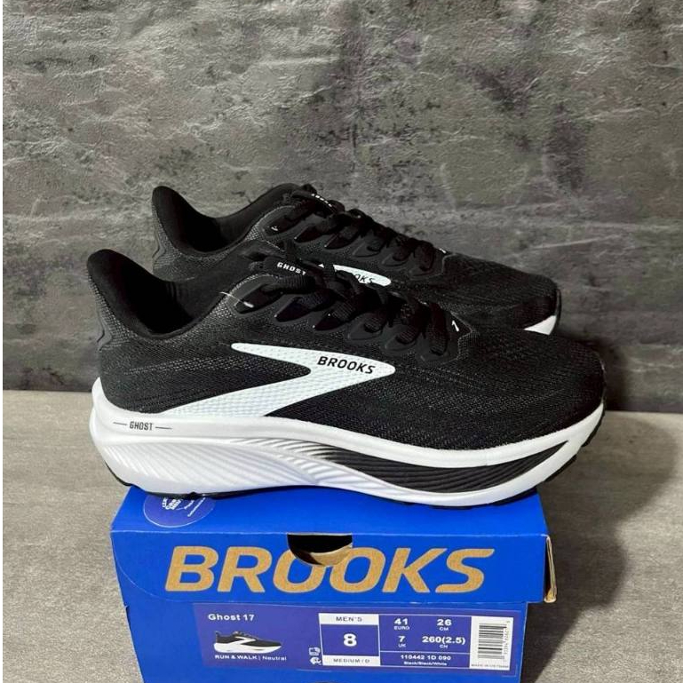 SEPATU LARI BROOKS GHOST 17 HITAM PUTIH BNIB VIET 40 SD 44