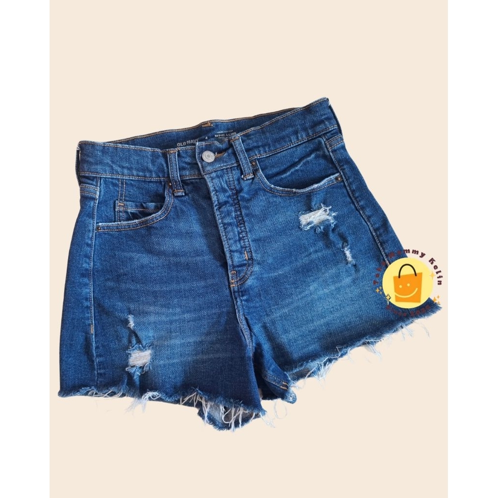 Old Navy High-Rise Button Secret Slim Pockets Women Jeans Denim Short / Celana Pendek Denim Wanita -