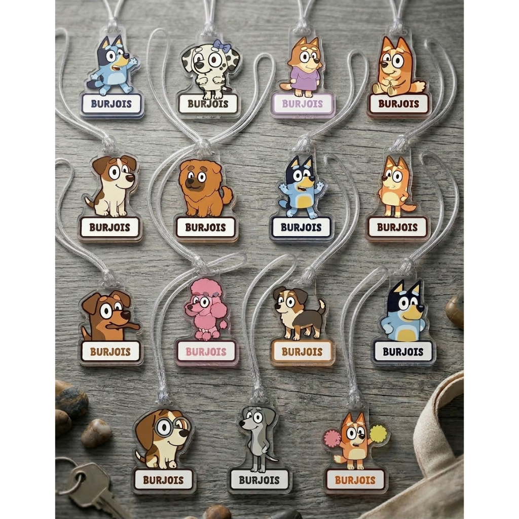 Bag Tag Bluey / Ganci Karakter Custom / Ganci Bagtag Lucu Custom Nama Bluey