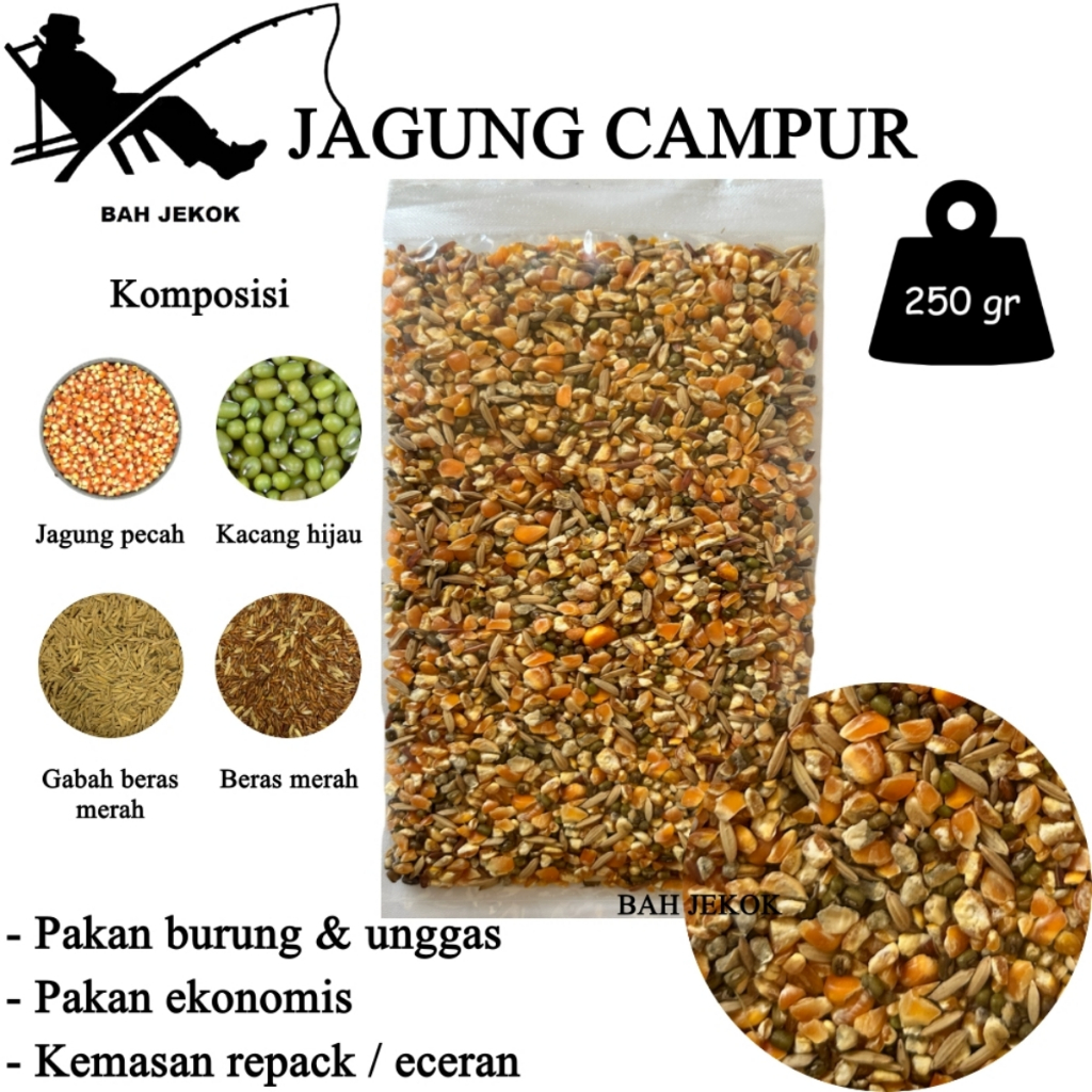 Jagung campur untuk pakan ayam Bangkok Petelur Pedaging Kampung Aduan Broiler dll 250gr (min 4bks)