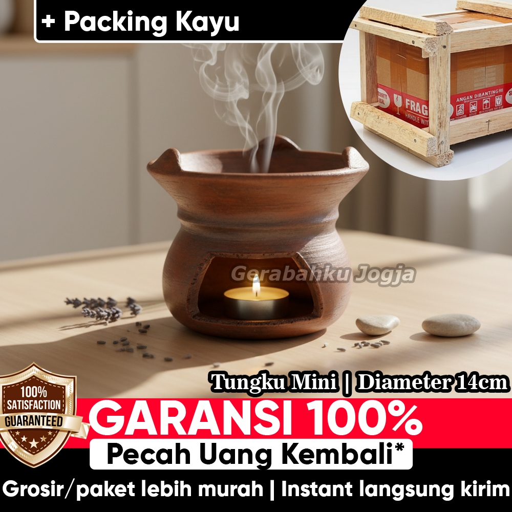 Gerabahku | Tungku Anglo Mini Tanah Liat Diameter 14 cm Miniatur Anglo Kecil Pembakar Dupa Aroma Ter
