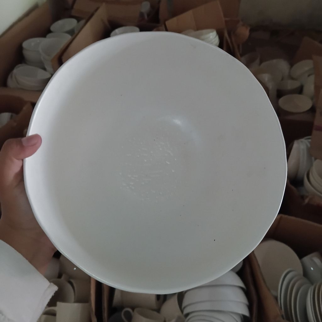 [ PREMIUM] Mangkuk Keramik Putih Minimalis - Mangkok Saji Besar / Salad Bowl