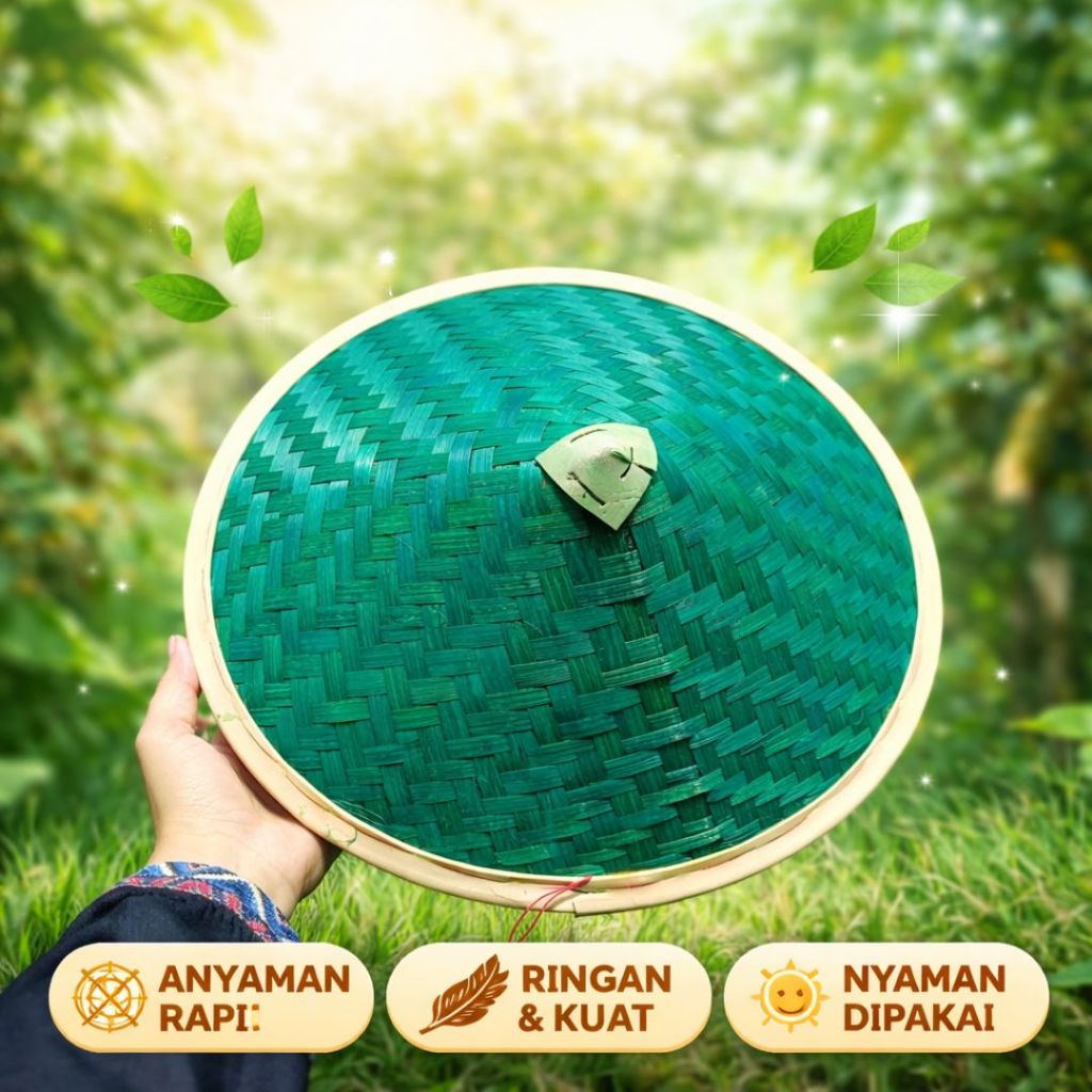 [ MURAH ] TOPI CAPING PETANI - CAPING BERWARNA HIJAU - CAPING BAMBU PETANI