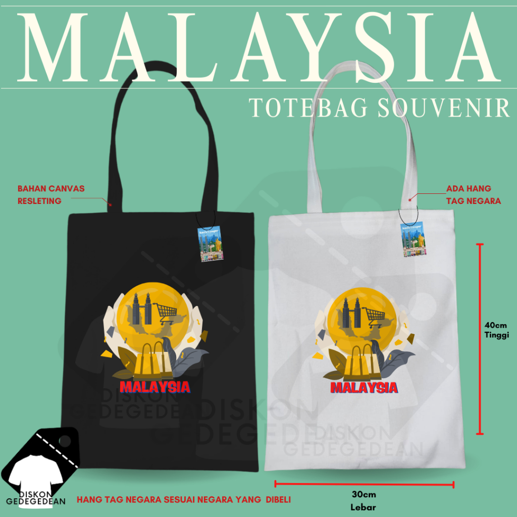 Diskongedegedean Totebag Malaysia Souvenir Tas Oleh Oleh Kuala Lumpur Kanvas Resleting 8