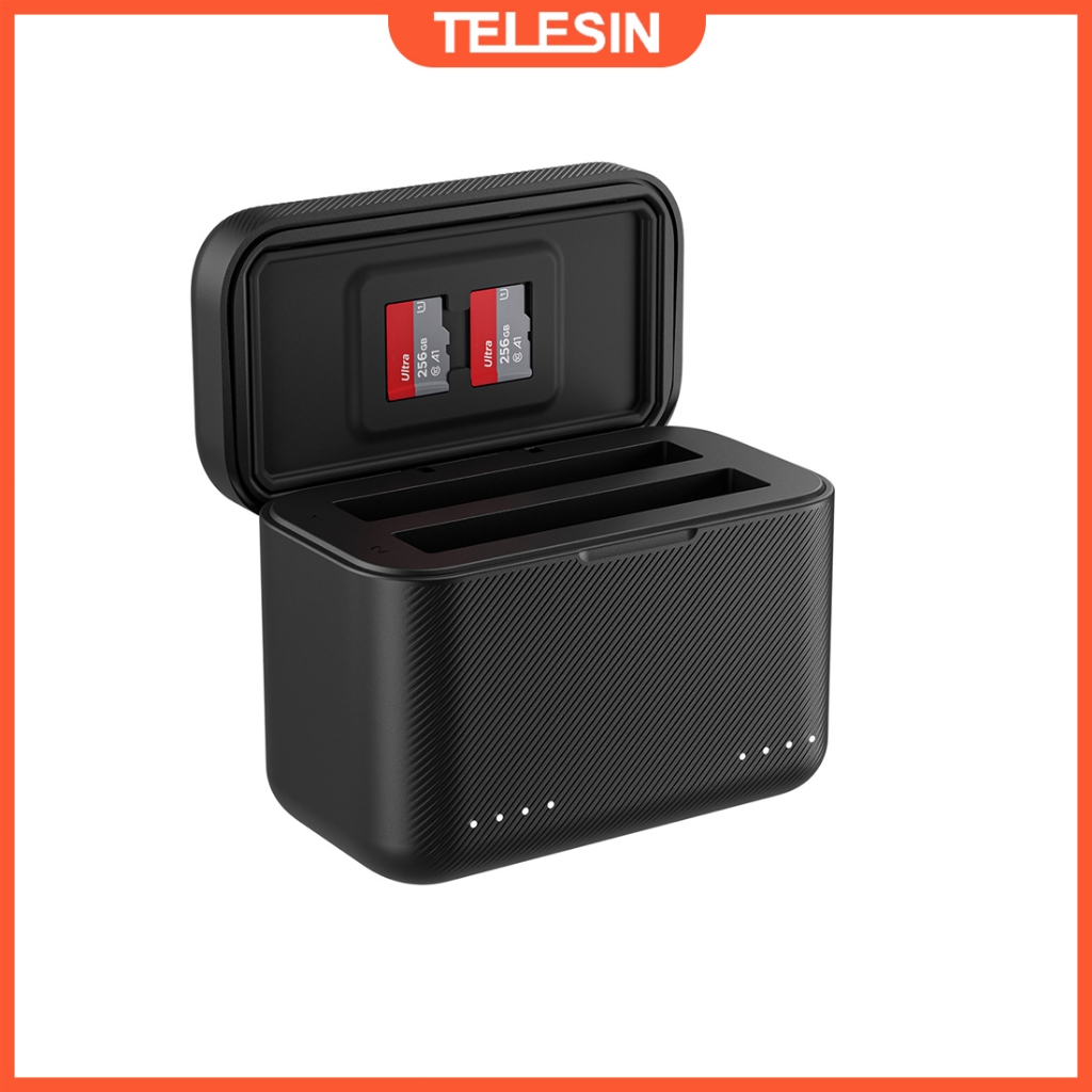 TELESIN Insta360 X4 Pengisi Daya Baterai dan Kotak Penyimpanan Baterai untuk Insta 360 X4