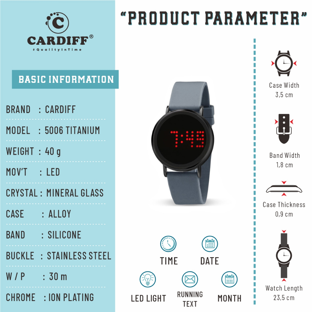 CARDIFF LED 5006 Titan Series Jam Tangan Digital Wanita Water Resist Watches