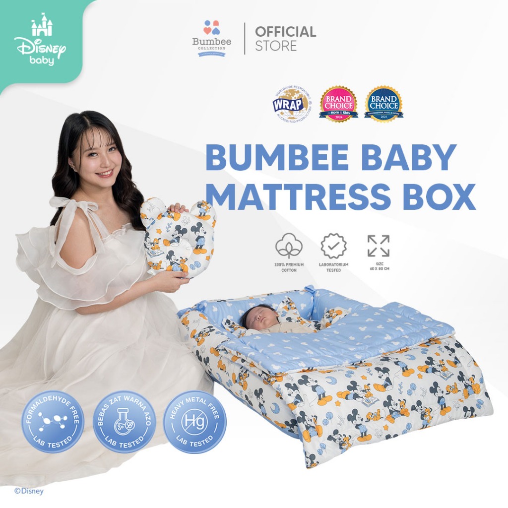 [BUY 1 GET1] Bumbee Collection - Kasur Kotak Bayi + Kelambu Baby Mattress Box FREE Cuddle Hug Baby