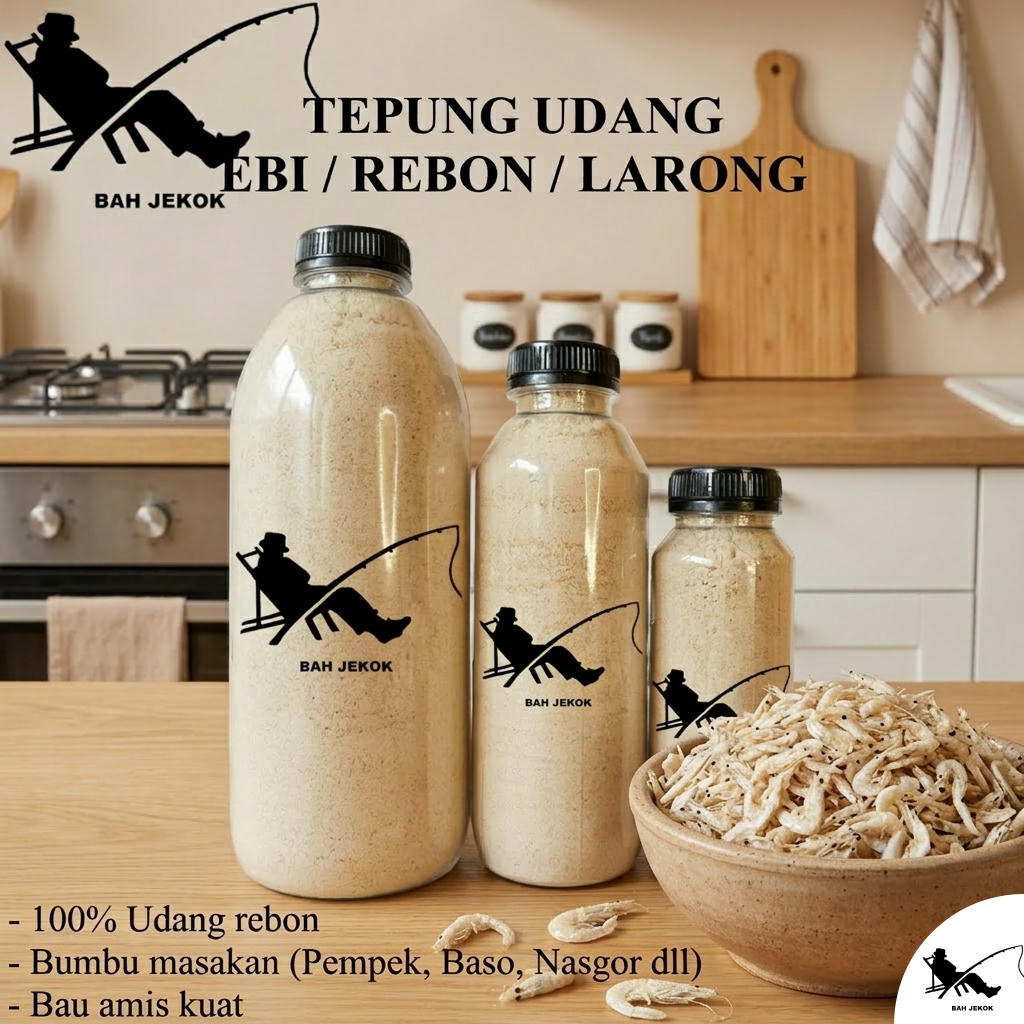 Udang rebon Ebi Larong giling untuk konsumsi bahan masakan makanan.