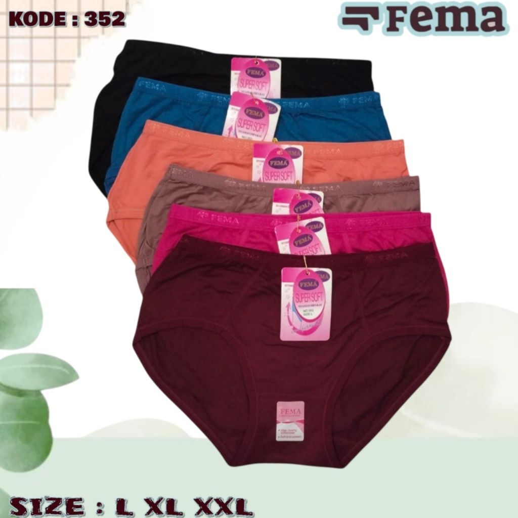 1Lusin Celana Dalam Wanita 352 FEMA CD wanita 352 FEMA Ukuran L-XXL Termurah